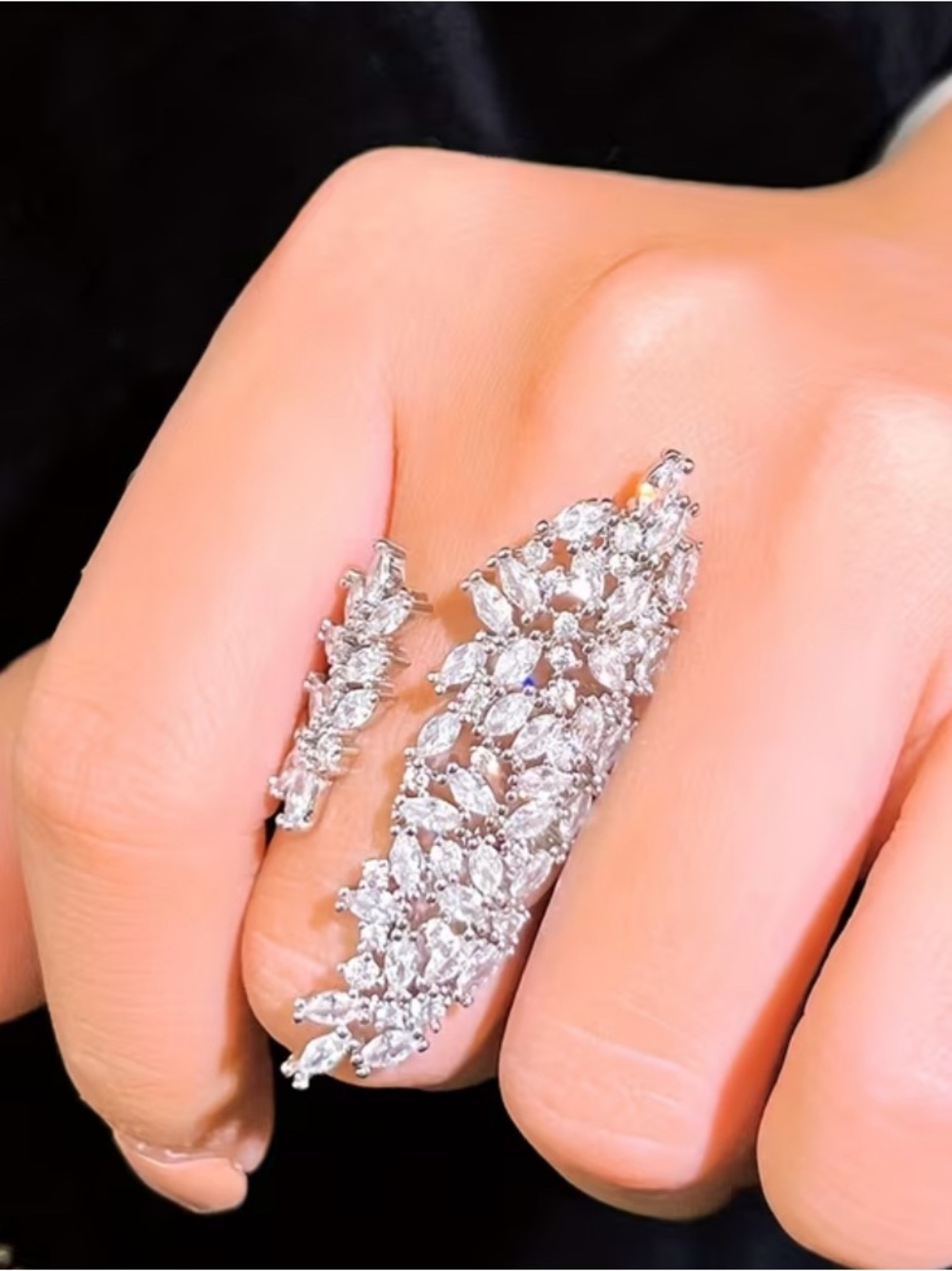 Eye Catcher Silver Statement ZC Crystal Cocktail Ring